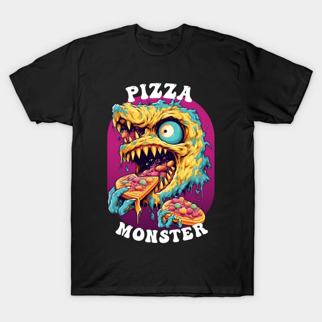 Pizza Monster T-Shirt by Obotan Mmienu